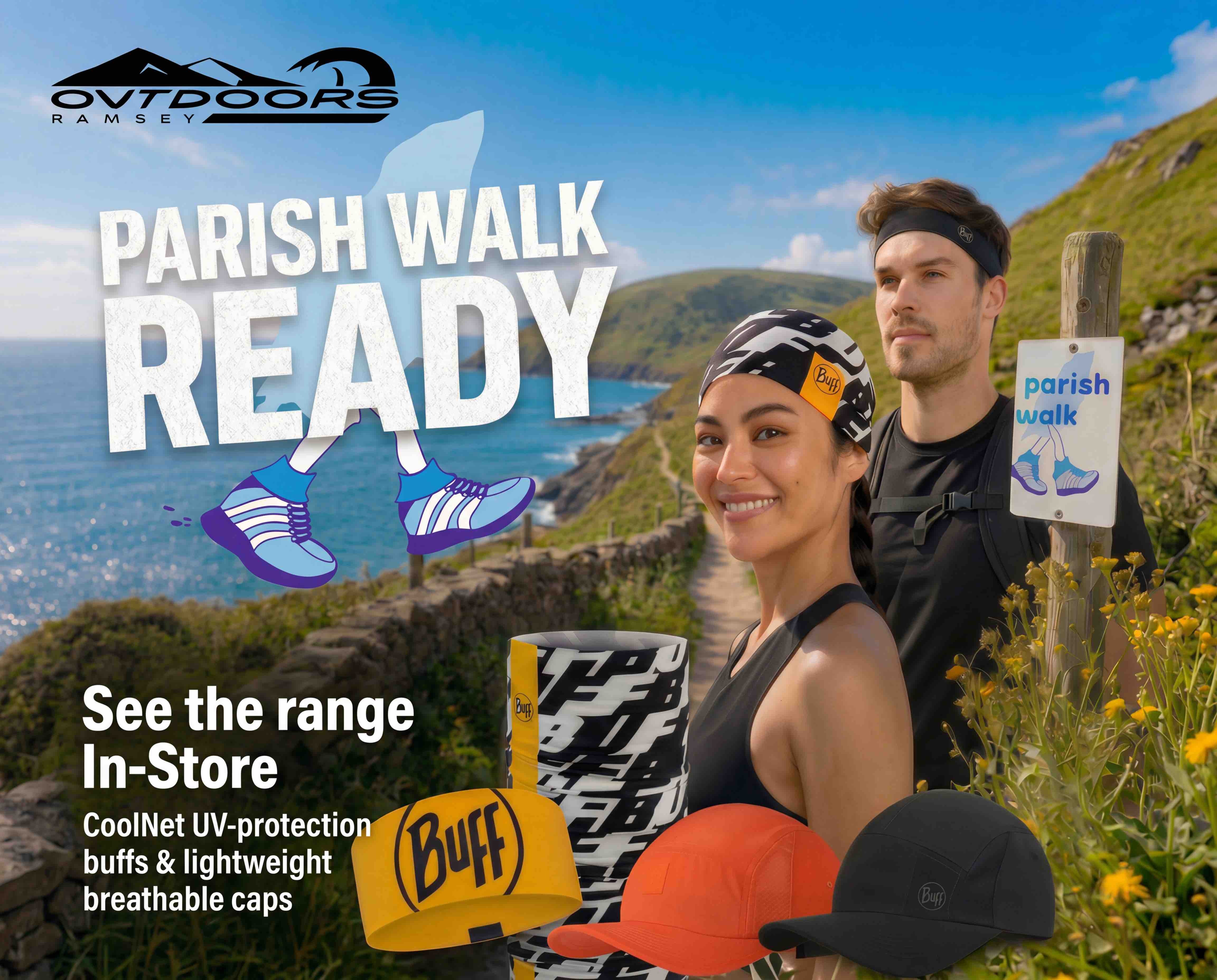 buff-coolnet-uv-parish-walk-isle-of-man BUFF CoolNet UV headwear for the Isle of Man Parish Walk available at Outdoors Ramsey