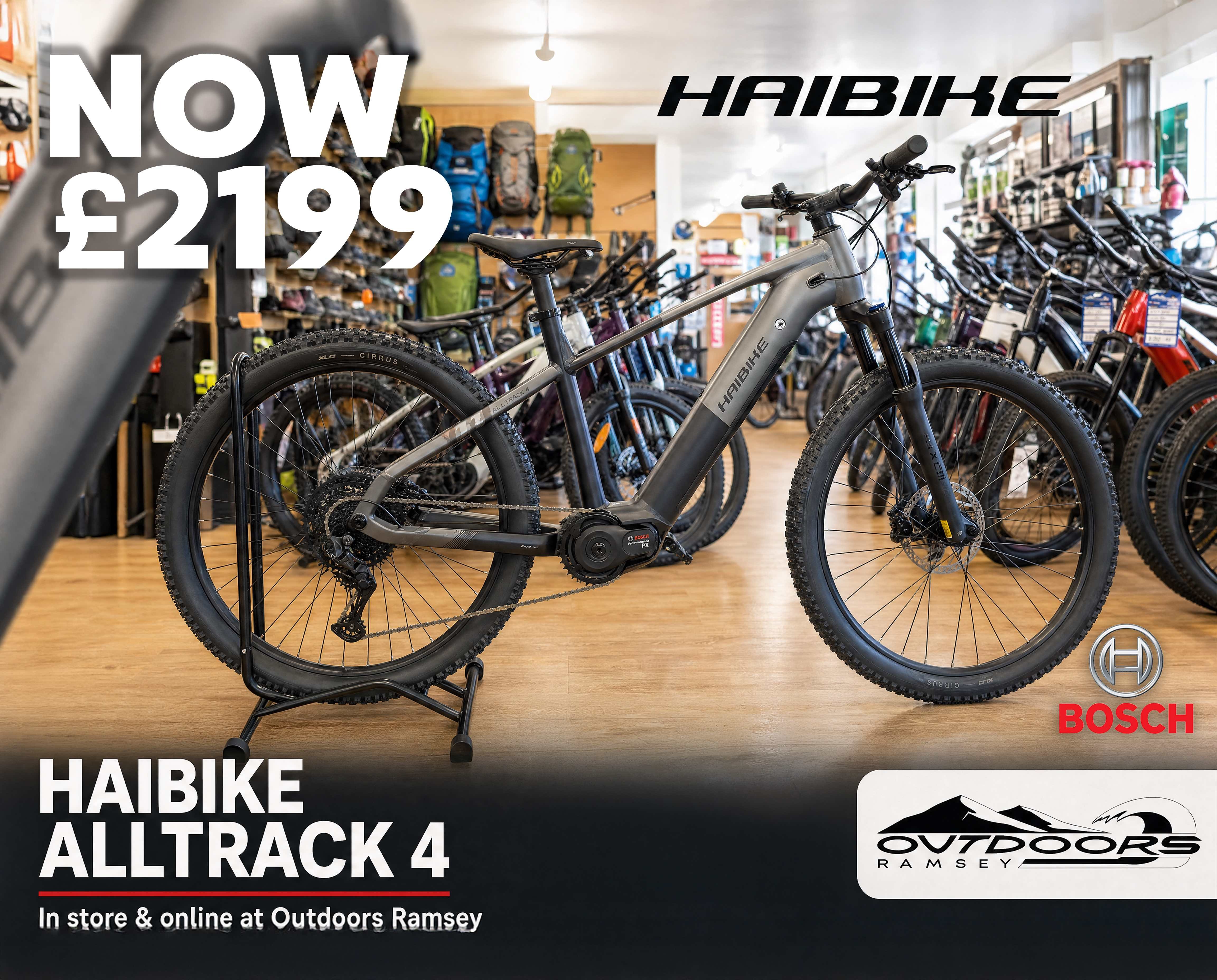 Haibike AllTrack 4 Price drop Haibike AllTrack 4 new price £2199 available at Outdoors Ramsey Isle of Man